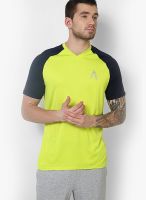 Adidas Green Solid V Neck T-Shirts