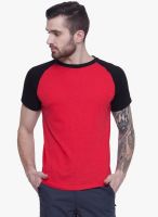 Alley Men Red Solid Round Neck T-Shirt