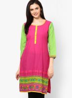 Aum Pink Solid Kurtis