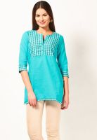 Aurelia Blue Solid Kurtis