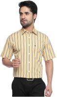 Balista Men's Striped Formal Yellow Shirt