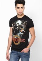 Beatles Black Printed Round Neck T-Shirts