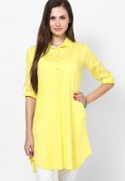 Biba Cotton Blend Lemon Kurti