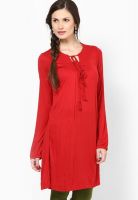 Biba Red Solid Kurtas