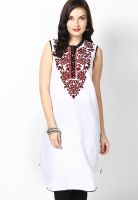 Biba White Embroidered Kurtis