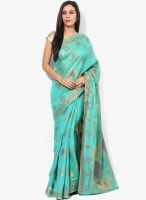 Bunkar Green Embroidered Silk Blend Saree