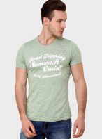 Camino Green Printed Round Neck T-Shirt