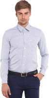 Classic Polo Men's Houndstooth Formal White, Blue Shirt