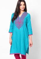 Dhwani Turquoise Printed Kurtis