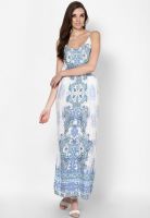 Dorothy Perkins White Colored Printed Maxi Dress