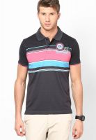 Duke Dark Grey Striped Polo T-Shirts