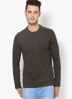 FREECULTR Olive Solid Henley T-Shirt