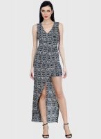 Faballey Black Colored Printed Asymmetric Dress