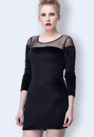 Faballey Black Colored Solid Bodycon Dress