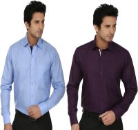 Fizzaro Men's Solid Formal Light Blue, Purple Shirt