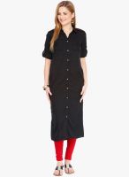 Folklore Black Solid Kurta