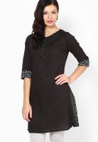 G Cotton Blend Black Kurta