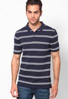 Giordano Navy Blue Striped Polo T-Shirts