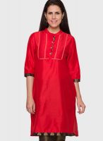 Globus Red Solid Kurta