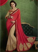 Indian Women By Bahubali Red Embroidered Saree