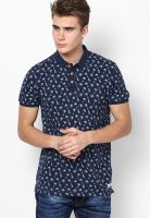 Jack & Jones Navy Blue Printed Polo T-Shirts