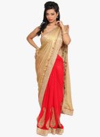 Jashn Red Embroidered Saree