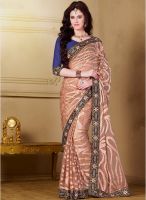 Kalista Fashions Pink Embroidered Saree