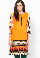 Karigari Orange Printed Kurta