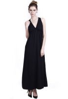 La Zoire Black Colored Solid Maxi Dress