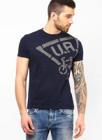 Lee Navy Blue Printed Round Neck T-Shirts