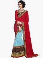 Lookslady Red Embroidered Saree