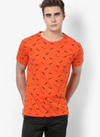 Monteil & Munero Orange Printed Round Neck T-Shirt