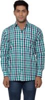 Nauhwar Men's Checkered Formal Green Shirt