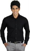 Nexq Men's Solid Formal Linen Black Shirt