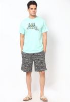 Nuteez Aqua Printed Shorts