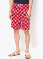 Nuteez Red Printed Shorts