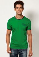 People Green Solid Round Neck T-Shirts