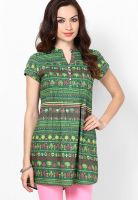 People Viscose Blend Green Kurti