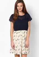 Pluss Navy Blue Colored Printed Shift Dress