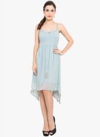 Pryma Donna Blue Colored Embroidered Asymmetric Dress