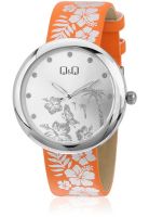 Q&Q Kv53-361Y Orange/Silver Analog Watch