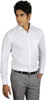 Qpark Men's Solid Formal Linen White Shirt