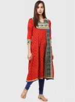 Rain & Rainbow Red Printed Anarkali