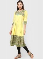 Rain & Rainbow Yellow Printed Anarkali