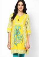 Rain & Rainbow Yellow Printed Kurtis