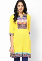 Rain & Rainbow Yellow Printed Kurtis