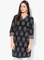 Rangmanch By Pantaloons Black Printed Kurtas