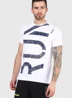 Reebok White Printed Round Neck T-Shirts