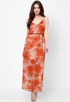 SISTER'S POINT Orange Colored Printed Maxi Dress