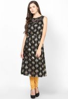 Sangria Black Printed Kurtas